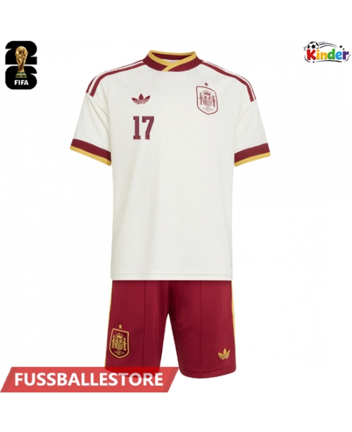Günstige Spanien Nico Williams #17 Auswärts Trikotsatzt Kinder WM 2026 Kurzarm (+ Kurze Hosen)